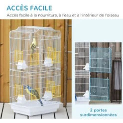 PawHut Cage à Oiseaux Volière Avec Mangeoires Perchoirs Plateau Amovible 2 Portes Dim. 46,5L X 35,5l X 92H Cm Métal Blanc 8 PawHut Cage à Oiseaux Volière Avec Mangeoires Perchoirs Plateau Amovible 2 Portes Dim. 46,5L X 35,5l X 92H Cm Métal Blanc -Trixie || Flamingo Soldes Magasin 37865191 4