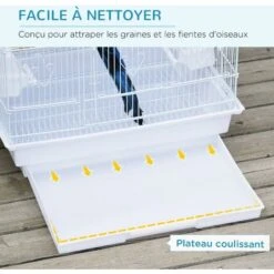 PawHut Cage à Oiseaux Volière Avec Mangeoires Perchoirs Plateau Amovible 2 Portes Dim. 46,5L X 35,5l X 92H Cm Métal Blanc 9 PawHut Cage à Oiseaux Volière Avec Mangeoires Perchoirs Plateau Amovible 2 Portes Dim. 46,5L X 35,5l X 92H Cm Métal Blanc -Trixie || Flamingo Soldes Magasin 37865191 5