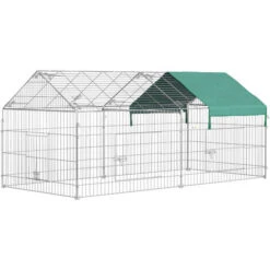 PawHut Parc Enclos Métal époxy Cage Extérieure Dim. 2,20L X 1,03l X 1,03H M 3 Portes Et Trappe Surface Abrité PE Vert