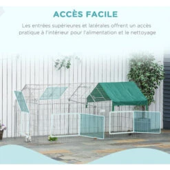 PawHut Parc Enclos Métal époxy Cage Extérieure Dim. 2,20L X 1,03l X 1,03H M 3 Portes Et Trappe Surface Abrité PE Vert -Trixie || Flamingo Soldes Magasin 38978071 5