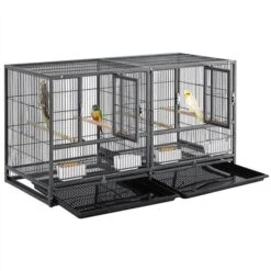 Yaheetech Cage D'elevage Pour Oiseaux Avec Deux Espaces Divisés Cage Pour Petit Oiseaux Exotiques Canaris Madarin Perruche Avec Mangeoires Perchoirs 2 Portes 95,5 X 45,5 X 52,5 Cm