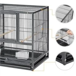 Yaheetech Cage D'elevage Pour Oiseaux Avec Deux Espaces Divisés Cage Pour Petit Oiseaux Exotiques Canaris Madarin Perruche Avec Mangeoires Perchoirs 2 Portes 95,5 X 45,5 X 52,5 Cm -Trixie || Flamingo Soldes Magasin 40316987 3