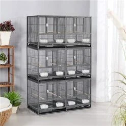 Yaheetech Cage D'elevage Pour Oiseaux Avec Deux Espaces Divisés Cage Pour Petit Oiseaux Exotiques Canaris Madarin Perruche Avec Mangeoires Perchoirs 2 Portes 95,5 X 45,5 X 52,5 Cm -Trixie || Flamingo Soldes Magasin 40316987 5