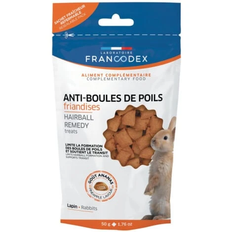 Friandises Anti Boules De Poils 50g Pour Lapins - Francodex 1 Friandises Anti Boules De Poils 50g Pour Lapins - Francodex
