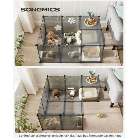 Songmics Enclos Pour Petits Animaux Avec Fond, Cage Modulable Pour Cochon D’Inde, Hamster, Lapin, Rongeur, Petits Animaux Domestiques, Gris LPC002G01 2 Songmics Enclos Pour Petits Animaux Avec Fond, Cage Modulable Pour Cochon D’Inde, Hamster, Lapin, Rongeur, Petits Animaux Domestiques, Gris LPC002G01 – Image 2