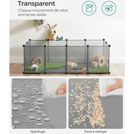 Songmics Enclos Pour Petits Animaux Avec Fond, Cage Modulable Pour Cochon D’Inde, Hamster, Lapin, Rongeur, Petits Animaux Domestiques, Gris LPC002G01 3 Songmics Enclos Pour Petits Animaux Avec Fond, Cage Modulable Pour Cochon D’Inde, Hamster, Lapin, Rongeur, Petits Animaux Domestiques, Gris LPC002G01 – Image 3