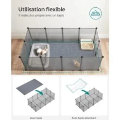 Songmics Enclos Pour Petits Animaux Avec Fond, Cage Modulable Pour Cochon D’Inde, Hamster, Lapin, Rongeur, Petits Animaux Domestiques, Gris LPC002G01 8 Songmics Enclos Pour Petits Animaux Avec Fond, Cage Modulable Pour Cochon D’Inde, Hamster, Lapin, Rongeur, Petits Animaux Domestiques, Gris LPC002G01 -Trixie || Flamingo Soldes Magasin 45295411 4