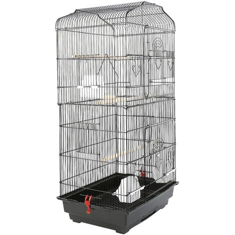 Aqrau Grande Volière Pour Oiseaux Cage En Méta Pour Canaries Perroquet Perruches Canaris Avec 4 Mangeoires, 3 Perchoirs, 92cm, Noir - Noir 1 Aqrau Grande Volière Pour Oiseaux Cage En Méta Pour Canaries Perroquet Perruches Canaris Avec 4 Mangeoires, 3 Perchoirs, 92cm, Noir - Noir