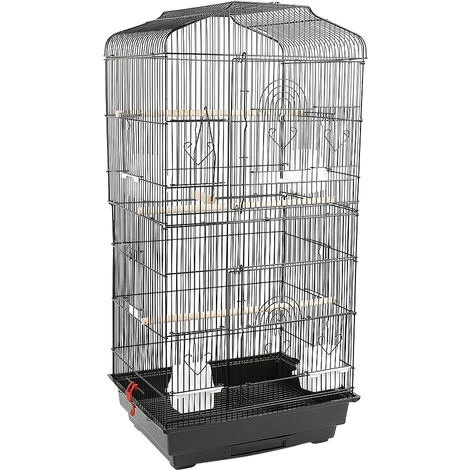 Aqrau Grande Volière Pour Oiseaux Cage En Méta Pour Canaries Perroquet Perruches Canaris Avec 4 Mangeoires, 3 Perchoirs, 92cm, Noir - Noir 3 Aqrau Grande Volière Pour Oiseaux Cage En Méta Pour Canaries Perroquet Perruches Canaris Avec 4 Mangeoires, 3 Perchoirs, 92cm, Noir - Noir – Image 3
