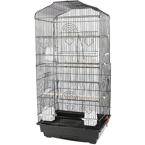 Aqrau Grande Volière Pour Oiseaux Cage En Méta Pour Canaries Perroquet Perruches Canaris Avec 4 Mangeoires, 3 Perchoirs, 92cm, Noir - Noir 4 Aqrau Grande Volière Pour Oiseaux Cage En Méta Pour Canaries Perroquet Perruches Canaris Avec 4 Mangeoires, 3 Perchoirs, 92cm, Noir - Noir – Image 4