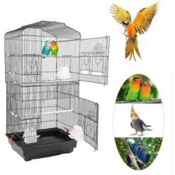Aqrau Grande Volière Pour Oiseaux Cage En Méta Pour Canaries Perroquet Perruches Canaris Avec 4 Mangeoires, 3 Perchoirs, 92cm, Noir - Noir 9 Aqrau Grande Volière Pour Oiseaux Cage En Méta Pour Canaries Perroquet Perruches Canaris Avec 4 Mangeoires, 3 Perchoirs, 92cm, Noir - Noir -Trixie || Flamingo Soldes Magasin 45331373 5