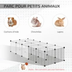 PawHut Cage Parc Enclos Modulable Petits Animaux De Compagnie - Dim. Standards 140L X 70l X 70H Cm - 27 Panneaux Bords Arrondis - Résine PP Fils D'acier Noir -Trixie || Flamingo Soldes Magasin 47489094 5