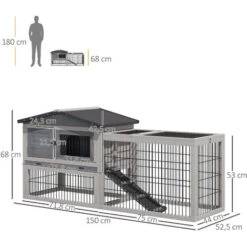 PawHut Clapier Cage à Lapins Cottage - Niche Supérieure Avec Rampe Et Enclos Extérieur - Plateau Excrément, Toit Ouvrant, 2 Portes Verrouillables - Bois Sapin Blanc Gris 7 PawHut Clapier Cage à Lapins Cottage - Niche Supérieure Avec Rampe Et Enclos Extérieur - Plateau Excrément, Toit Ouvrant, 2 Portes Verrouillables - Bois Sapin Blanc Gris -Trixie || Flamingo Soldes Magasin 48140056 3