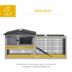 PawHut Clapier Cage à Lapins Cottage - Niche Supérieure Avec Rampe Et Enclos Extérieur - Plateau Excrément, Toit Ouvrant, 2 Portes Verrouillables - Bois Sapin Blanc Gris 8 PawHut Clapier Cage à Lapins Cottage - Niche Supérieure Avec Rampe Et Enclos Extérieur - Plateau Excrément, Toit Ouvrant, 2 Portes Verrouillables - Bois Sapin Blanc Gris -Trixie || Flamingo Soldes Magasin 48140056 4