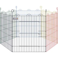 PawHut Parc Enclos Modulable Pour Chien Animaux Porte Verrouillable 6 Panneaux Dim. Panneau 59L X 60H Cm Métal Multicolore