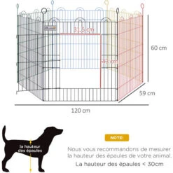 PawHut Parc Enclos Modulable Pour Chien Animaux Porte Verrouillable 6 Panneaux Dim. Panneau 59L X 60H Cm Métal Multicolore -Trixie || Flamingo Soldes Magasin 48441504 3