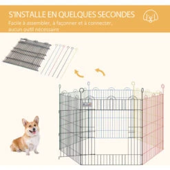 PawHut Parc Enclos Modulable Pour Chien Animaux Porte Verrouillable 6 Panneaux Dim. Panneau 59L X 60H Cm Métal Multicolore -Trixie || Flamingo Soldes Magasin 48441504 4