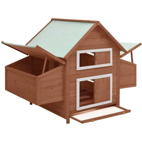 Poulailler Moka Et Blanc 152x96x110 Cm Bois De Sapin Massif VidaXL 2 Poulailler Moka Et Blanc 152x96x110 Cm Bois De Sapin Massif VidaXL – Image 2