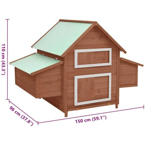 Poulailler Moka Et Blanc 152x96x110 Cm Bois De Sapin Massif VidaXL 3 Poulailler Moka Et Blanc 152x96x110 Cm Bois De Sapin Massif VidaXL – Image 3