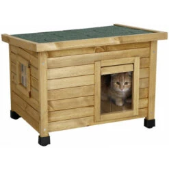 Kerbl Maison Pour Chat Maison Pour Chat Rustica En Bois Porte Battante Avec Lattes