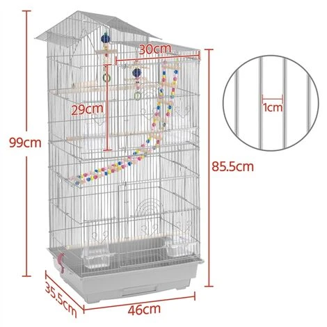Yaheetech Cage Oiseaux Intérieur 46 X 35,5 X 99 Cm Avec Poignée Avec 3 Jouets 4 Mangeoires 3 Perchoirs 1 Swing Gris Clair 2 Yaheetech Cage Oiseaux Intérieur 46 X 35,5 X 99 Cm Avec Poignée Avec 3 Jouets 4 Mangeoires 3 Perchoirs 1 Swing Gris Clair – Image 2