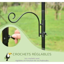 PawHut Mangeoire à Oiseaux H.2,08 M Style Rustique Chic 4 Crochets 2 Réglables 4 Piquets D'ancrage Au Sol Acier époxy Aspect Fer Forgé 9 PawHut Mangeoire à Oiseaux H.2,08 M Style Rustique Chic 4 Crochets 2 Réglables 4 Piquets D'ancrage Au Sol Acier époxy Aspect Fer Forgé -Trixie || Flamingo Soldes Magasin 50904491 5