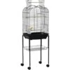PawHut Cage à Oiseaux Volière Amovible Sur Roulettes - Toit Ouvrant, Tiroir Déjection, 2 Perchoirs, 2 Trappes, Porte, 2 Mangeoires, 2 Poignées - étagère - Acier PP Noir