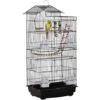 PawHut Cage à Oiseaux Volière Dim. 46L X 36l X 100H Cm - 4 Mangeoires, 3 Perchoirs, Balançoire, 2 Portes, 9 Trappes, échelle, 2 Jouets Suspendus, Plateau Déjection - PP Acier Noir