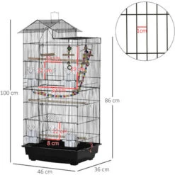 PawHut Cage à Oiseaux Volière Dim. 46L X 36l X 100H Cm - 4 Mangeoires, 3 Perchoirs, Balançoire, 2 Portes, 9 Trappes, échelle, 2 Jouets Suspendus, Plateau Déjection - PP Acier Noir 7 PawHut Cage à Oiseaux Volière Dim. 46L X 36l X 100H Cm - 4 Mangeoires, 3 Perchoirs, Balançoire, 2 Portes, 9 Trappes, échelle, 2 Jouets Suspendus, Plateau Déjection - PP Acier Noir -Trixie || Flamingo Soldes Magasin 50909207 3