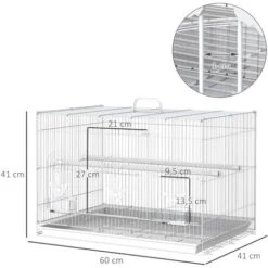 PawHut Cage à Oiseaux Motif Papillons - 3 Portes, 2 Perchoirs, 2 Mangeoires, Plateau Excrément Amovible, Poignée Transport - Acier PP Blanc -Trixie || Flamingo Soldes Magasin 50909212 3