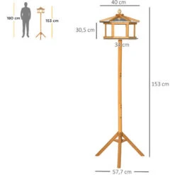 PawHut Mangeoire Oiseaux Extérieur Sur Pied - Cabane Pour Oiseaux Avec Support Trépied - Nichoir Dim. Ø 57,7 X 153 Cm - Bois Sapin Pré-huilé Toit Zinc -Trixie || Flamingo Soldes Magasin 51244915 3