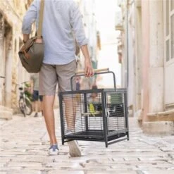 Yaheetech Cage à Oiseaux Avec Jouets Poignée Cage Pour Petit Oiseau Noir 48,5 X 47,5 X 39cm