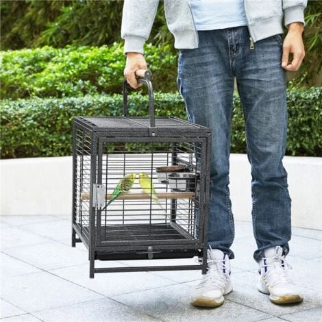 Yaheetech Cage à Oiseaux Avec Jouets Poignée Cage Pour Petit Oiseau Noir 48,5 X 47,5 X 39cm 2 Yaheetech Cage à Oiseaux Avec Jouets Poignée Cage Pour Petit Oiseau Noir 48,5 X 47,5 X 39cm – Image 2