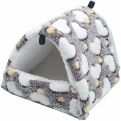 LITZEE Couchage Rongeur Peluche Petite Maison Hamster Hamac Jouet Lit Cabane Pour Cochon D'Inde Lapin Chinchilla Furet, Marron L