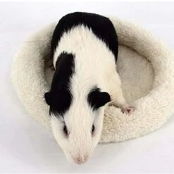 1pc Doux, Confortable Rond En Polaire Chaud Hamster Lit Tapis De Sommeil Pour Rat, Hérisson, écureuil, Cochon D'Inde, Les Petits Animaux (L, Beige)
