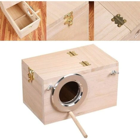 ELLE Grand Nid De Perruche, Terrarium Nichoir En Bois 24,5 13 13 Cm 3 ELLE Grand Nid De Perruche, Terrarium Nichoir En Bois 24,5 13 13 Cm – Image 3