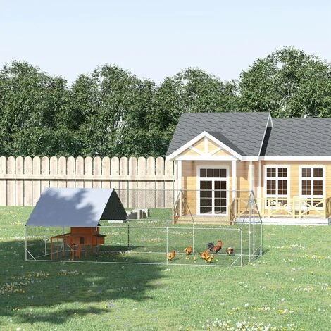 PawHut Enclos Poulailler Chenil 18 M² - Parc Grillagé Dim. 6L X 3l X 2H M - Espace Couvert - Acier Galvanisé 2 PawHut Enclos Poulailler Chenil 18 M² - Parc Grillagé Dim. 6L X 3l X 2H M - Espace Couvert - Acier Galvanisé – Image 2