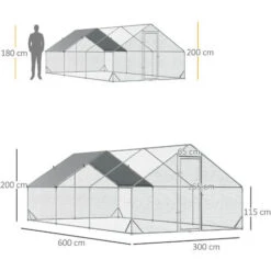 PawHut Enclos Poulailler Chenil 18 M² - Parc Grillagé Dim. 6L X 3l X 2H M - Espace Couvert - Acier Galvanisé 7 PawHut Enclos Poulailler Chenil 18 M² - Parc Grillagé Dim. 6L X 3l X 2H M - Espace Couvert - Acier Galvanisé -Trixie || Flamingo Soldes Magasin 53621289 3