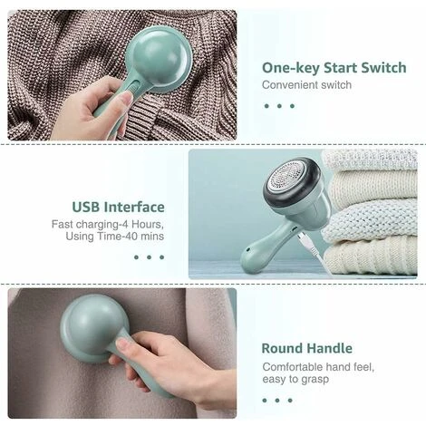 Guazhuni Port USB, Rasoir Peluche Pour Vêtements, Pulls, Meubles, Laine, Tapis,Vert 3 Guazhuni Port USB, Rasoir Peluche Pour Vêtements, Pulls, Meubles, Laine, Tapis,Vert – Image 3