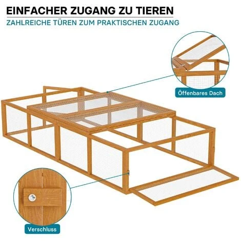 Clapier à Lapin XXL Cage Pour Petits Animaux Avec Enclos Parc Rongeurs Élevage Basse-cour Ferme 3 Clapier à Lapin XXL Cage Pour Petits Animaux Avec Enclos Parc Rongeurs Élevage Basse-cour Ferme – Image 3