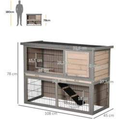 PawHut Clapier à Lapin Cage à Lapin 2 étages 3 Portes Verrouillables Plateau Coulissant Rampe Et Toit Ouvrant Bois De Sapin Gris 7 PawHut Clapier à Lapin Cage à Lapin 2 étages 3 Portes Verrouillables Plateau Coulissant Rampe Et Toit Ouvrant Bois De Sapin Gris -Trixie || Flamingo Soldes Magasin 56840512 3