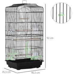 PawHut Cage à Oiseaux Volière Avec Mangeoires Perchoirs Plateau Amovible Dim. 46,5L X 35,5l X 92H Cm Métal PS Noir -Trixie || Flamingo Soldes Magasin 60193639 3
