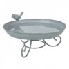 Bain D'oiseau Sur Pied Métal Gris - D 21,7 X H 11,8 Cm - Fer, Fonte - Livraison Gratuite