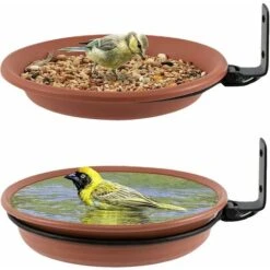 HIASDFLS Abreuvoir Oiseaux , Exterieur Mangeoire Sur Pied Bains Pour Sauvages Bath Baignoire Suspendue Nourriture Mangoire,Kit De Décoration De Jardin Pour Attirer Les Oiseaux Sauvages (2 Bains D'Oise
