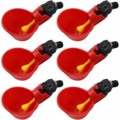 Abreuvoir Automatique Pour Poulets / Volaille / Abreuvoir Avec Tasses Arrosoirs Bols En Plastique Rouge Arrière-cours Poulet Troupeau Canard Oiseau Mangeoire Paquet De 6