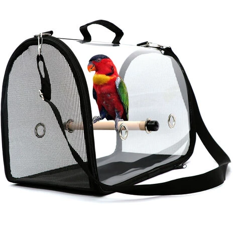 Transporteur D'oiseaux Léger, Sac à Main Respirant Transparent De Perroquet De Cage De Voyage D'oiseau De PVC Avec Un Bâton En Bois Arcenciél 1 Transporteur D'oiseaux Léger, Sac à Main Respirant Transparent De Perroquet De Cage De Voyage D'oiseau De PVC Avec Un Bâton En Bois Arcenciél