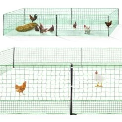 Kit Clôture électrifiable Filet à Poules 12 M Avec Porte 6 Piquets Double Pointe