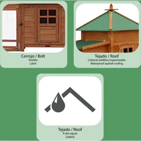 Poulailler En Bois Et Métal Galvanisé Gardiun Indiana 73x196x99 Cm Pour 2 Poules Avec Rampe Et Deux Perchoirs Toit à 4 Pentes 3 Poulailler En Bois Et Métal Galvanisé Gardiun Indiana 73x196x99 Cm Pour 2 Poules Avec Rampe Et Deux Perchoirs Toit à 4 Pentes – Image 3