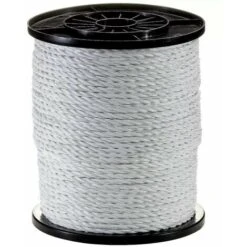 Corde De Cloture électrique 6mm X 50m Blanc Fil Conducteur Acier Inoxydable Pâturage Animaux Chevaux Chèvre Bétail Chien