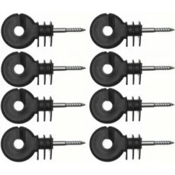 8x Isolateur Cloture électrique 6x40 Universel Noir à Visser Dans Piquet Bois Fil Corde Cordon Bétail Chèvre Poule Chevaux Chien